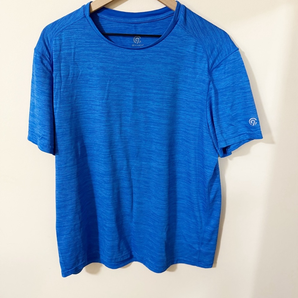 Mens C9 by Champion Blue Striped Short Sleeve Shirt Size XL Activewear